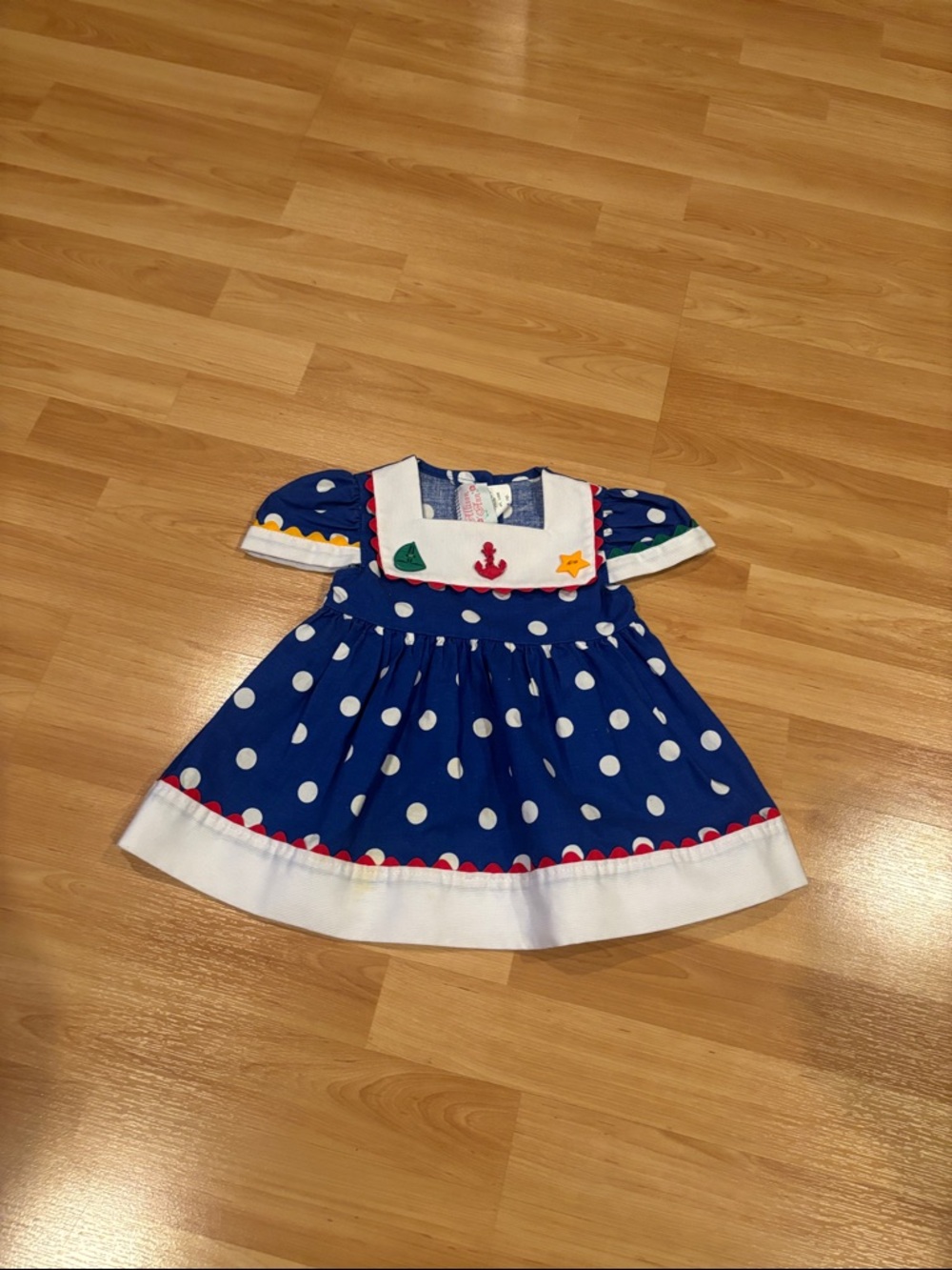 Allison Ann Vintage Made In USA Navy Polka Dot Sailor Dress